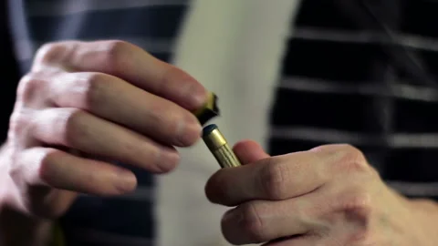 The billiard-player chops the snooker cue with chalk Stock Footage 86132564