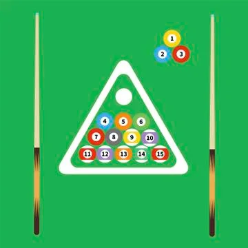 Billiard, pool balls collection on green background. Vector illustration in Stock Illustration