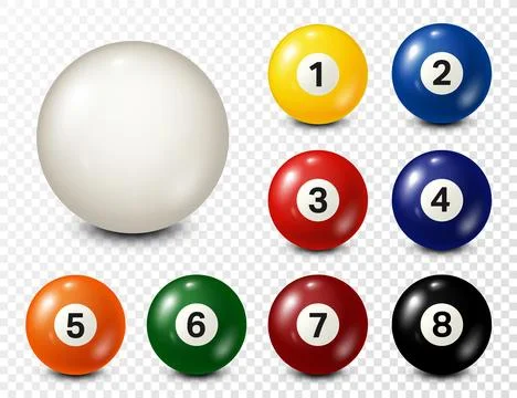 Billiard, pool balls with numbers collection. Realistic glossy snooker ball Stock-Illustration