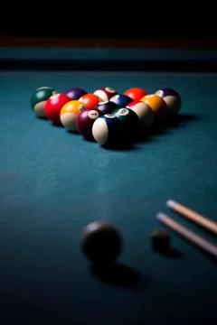Billiard pool table with balls Stock Photos