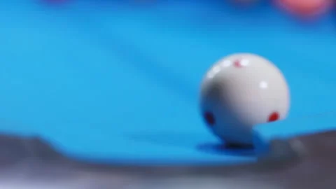 Billiard pool table shows black eight ball arranged for game play, is hitting Stock Footage 333266290