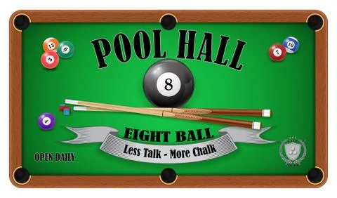 Billiard poster. Pool hall - Eight ball Stock Illustration