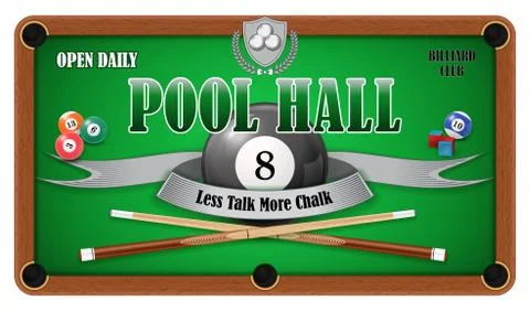 Billiard poster. Pool hall - Eight ball Stock Illustration