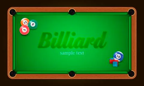 Billiard poster. Pool table background illustration with billiard balls and Stock Illustration