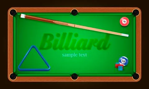 Billiard poster. Pool table background illustration with billiard balls and Stock Illustration
