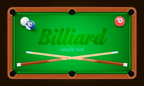 Billiard poster. Pool table background illustration with billiard balls and Stock Illustration