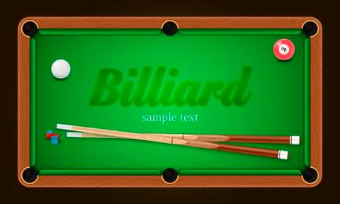 Billiard poster. Pool table background illustration with billiard balls and Stock Illustration