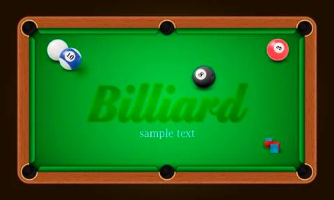 Billiard poster. Pool table background illustration with billiard balls and Stock Illustration