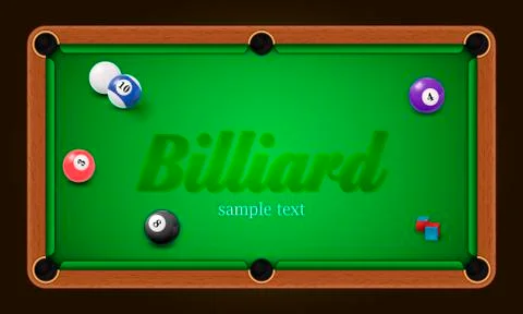 Billiard poster. Pool table background illustration with billiard balls and Stock Illustration