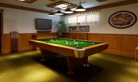 Billiard room classical style Stock Illustration