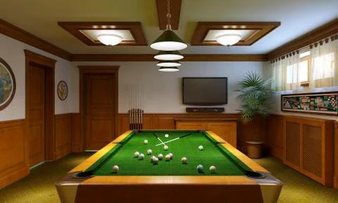 Billiard room classical style Stock Illustration
