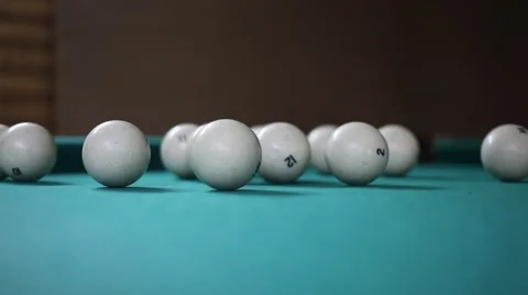 Billiard table and balls Stock Footage 58386408