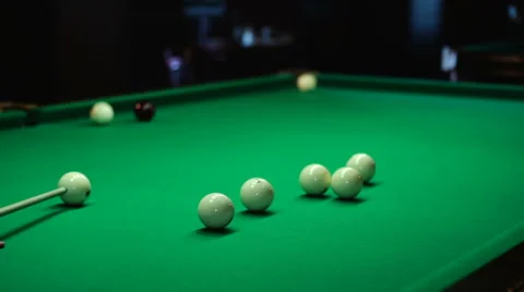 Billiard table with the attributes of the game Stock Footage 54581413