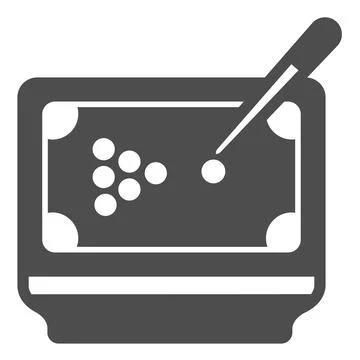 Billiard table with balls and cue solid icon, gamblimg concept, pool table Stock Illustration