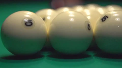 Billiard table with balls. Billiard player concentrating and aiming to ball Stock Footage 50049022