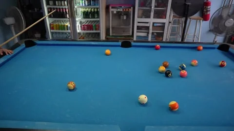 Billiard table with a blue cover Stock Footage 262560196