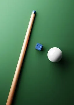 Billiard table with cue and white ball Stock Illustration