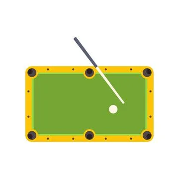 Billiard table with cue stick and cue ball Illustrazione stock