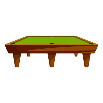 Billiard table with green surface and wooden frame standing on short legs Illustrazione stock