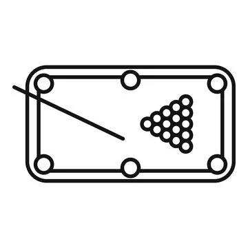 Billiard table icon showing cue and racked balls Stockillustratie