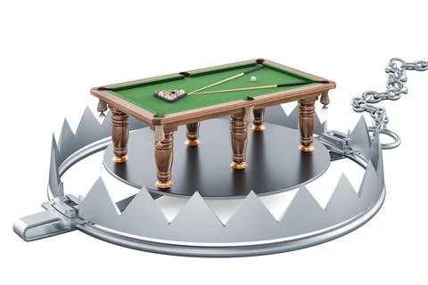 Billiard table inside bear trap, 3D rendering イラスト素材
