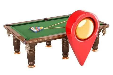 Billiard table with map pointer, 3D rendering Stock Illustration