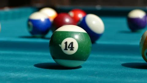 Billiard table with multi-colored balls 002 Stock Photos