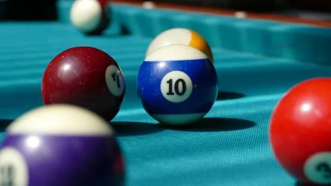Billiard table with multi-colored balls 003 Stock Photos