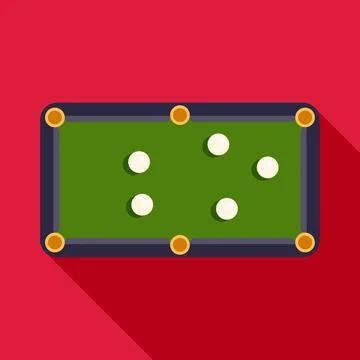 Billiard table with white balls, top view, flat design Stock Illustration