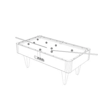 Billiard table.Isolated on white background.Vector outline illustration. Stock Illustration