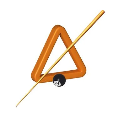 Billiard triangle with cue isolated vector 3d icon. Billiard triangle with cu Illustrazione stock