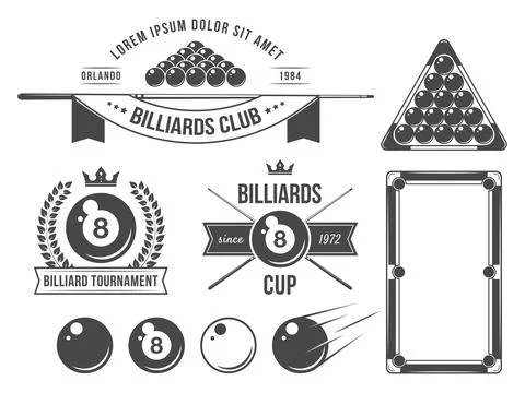 Billiards accessories and emblems Stock Illustration
