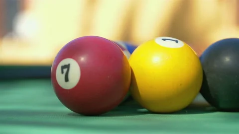 Billiards balls on the table in 4k slow motion 60fps Stock-Footage 94427551