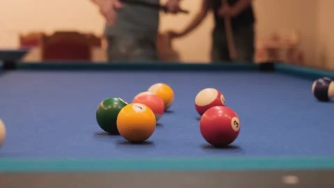 Billiards break pool table close up Stock Footage 237006672