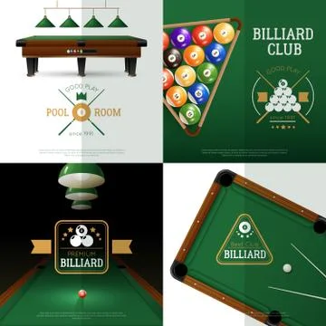 Billiards Concept Icons Set Stock Illustration