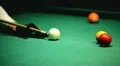 The billiards cue by CU, kicking the balls HD Footage