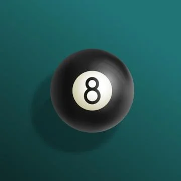Billiards Eight Ball Realistic Vector Illustration. Green Pool Table Cloth with Stock Illustration