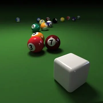 Billiards game with cubic cue ball Stock Illustration