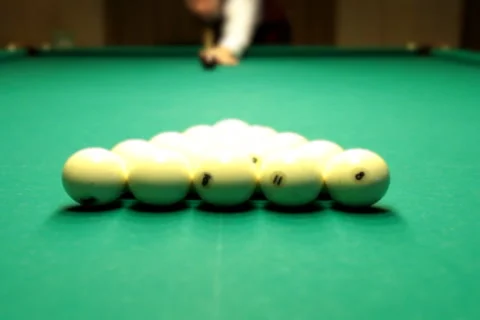 Billiards game split pyramids NTSC Stock Footage 1077073