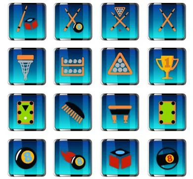 Billiards icon set Stock Illustration