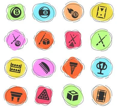Billiards icon set Stock Illustration