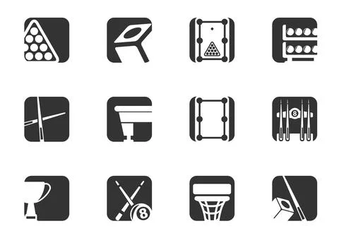 Billiards icon set Stock Illustration