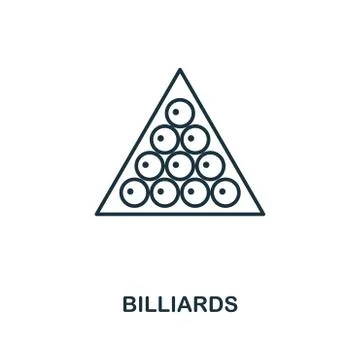 Billiards outline icon. Simple element illustration. Billiards icon in outline Stock Illustration
