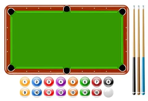 Billiards, Pool Balls, Pool Game Set Stock Illustration