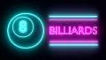 Billiards pool neon sign lights logo text glowing multicolor HD Footage