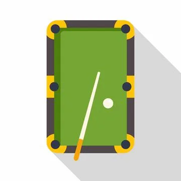 Billiards pool table with cue stick and ball Stock Illustration