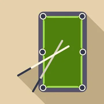 Billiards pool table with cue sticks flat design Stock Illustration