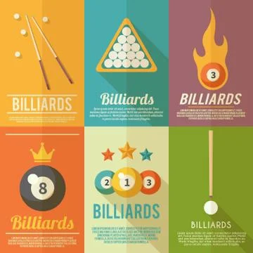 Billiards Poster Set Stock Illustration