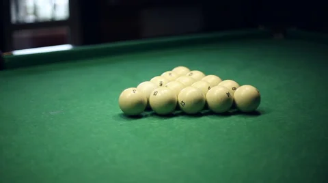 Billiards table and balls Stock Footage 61806341