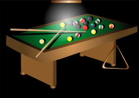 Billiards table and balls Stock Illustration